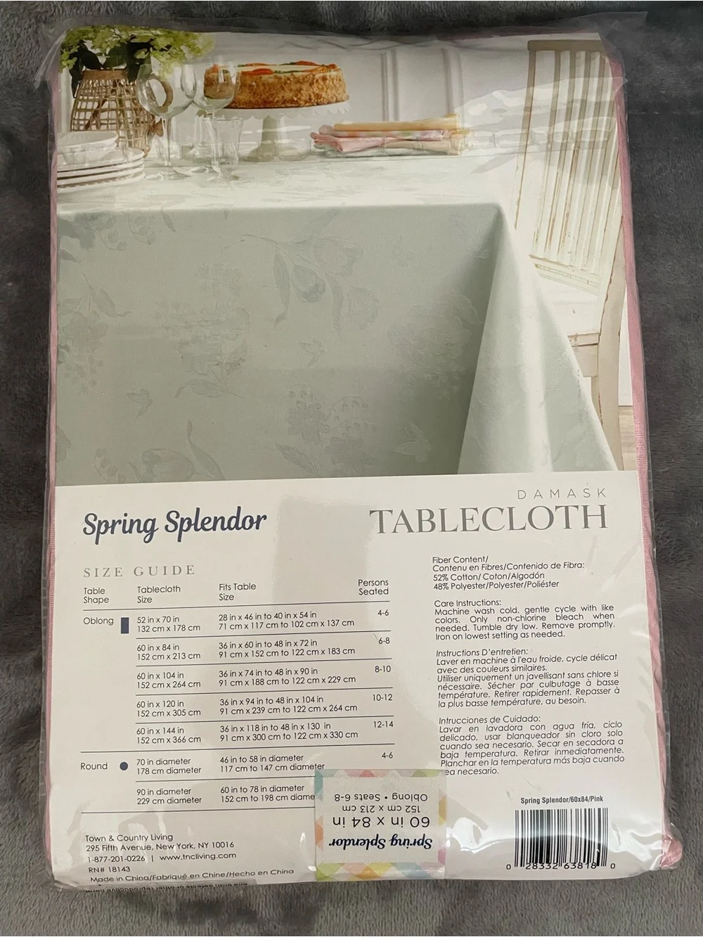 NEW Pink Floral 60x84 Oblong Bed Bath & Beyond Tablecloth Tulip Spring Splendor